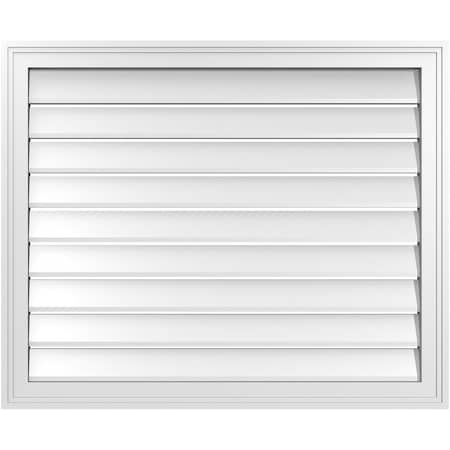 Ekena Millwork Vertical Surface Mount PVC Gable Vent: Functional, w/ 2"W x 1-1/2"P Brickmould Frame, 34"W x 28"H GVPVE34X2802SF